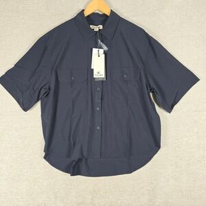 Tilley Tech Navy Blue Short Sleeve Button Up Utility Shirt W07WT2028 L